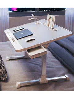 Buy Laptop Bed Table Adjustable Height Computer Desk with Drawers, Bookshelves, USB Interface in UAE