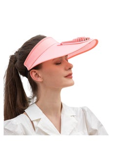 Buy Sun Visor Hats with Fan, UPF 50+ Visor with Built-in Fan 2 in 1 Fan Visor Hat Outdoor Cooling Hat Portable Fan Hat Adjustable Visor Fan Sun Protection Hat with 3 Temp Modes for Women Travel in Saudi Arabia