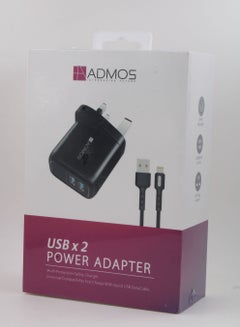 Buy UK Plug Portable Charger Power Adapter With Lightning Data Cable in Saudi Arabia