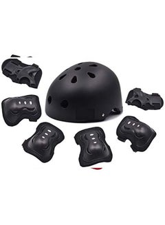 Buy Kids Helmet 7 in 1 , Adjustable Protections for Scooter Skateboard Roller Skating Cycling (Black) in UAE