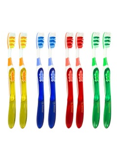 Buy Shield Care Toothbrush Dual Pro With Multi-Level Filaments, Anti-Slip Grip, Expert Care - Soft Bristles Adult - Yellow, Red, Blue, Green - 8 Pieces in UAE