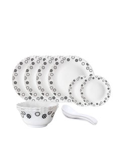Buy 10 Pieces Opalware Dinner Sets- Microwave & Dishwasher Safe-Universe Dinnerware set with 4-Piece Full Plate/ 2-Piece Side Plates/ 2-Piece Soup Bowls/2-Piece Spoons- White in Saudi Arabia