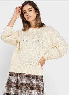 Buy Round Neck Knitted Sweater in UAE