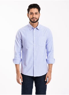 Buy COTTON LIGHT  BLUE CASUAL LONG SLEEVE SHIRT in UAE