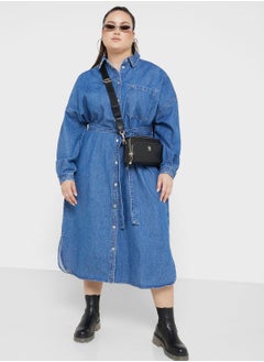 Buy Tie Detail Denim Dress in Saudi Arabia