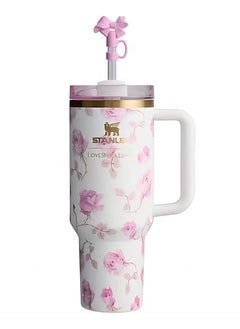 Buy Love Shack Fancy H2.0 Flow State 40oz Purple Rose Tumbler, Stainless Steel Vacuum Insulated Quencher with Lid, Straw, and Stopper, Ideal for Water and Iced Tea, Keeps Drinks Cold, Presented in Elegant Gift-Ready Packaging in UAE