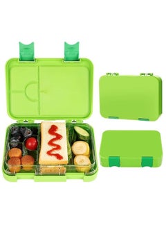 Buy Children's Bento Box-Bento Lunch Box with 6 Compartments - Leak-Proof Lunch Box for Boys, Girls, BPA-Free, Microwave Dishwasher Safe, Lunch Box for School (Green) in UAE