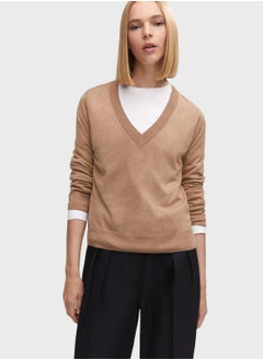 Buy V-Neck Knitted Sweater in Saudi Arabia