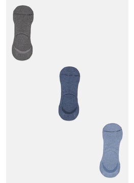 Buy Men 3 Pair Brand Logo Socks, Grey/Blue in Saudi Arabia