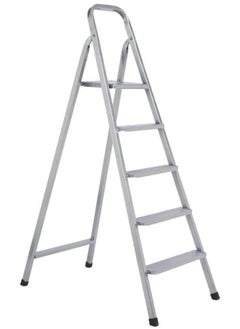 Buy Ladders Premium Quality Highly Durable Steel Ladder 5 Steps - Silver in UAE