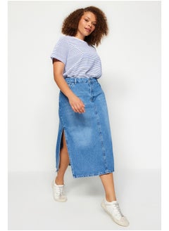 اشتري Blue Slit Midi Denim Skirt TBBSS23AZ00055 في مصر