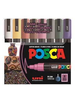 Buy Paint Marker Pen New Dark Colors, Medium Tip Line Width 1.8-2.5mm, Set of 8 in UAE