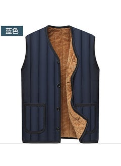 اشتري Winter Dads Middle-aged Mens Velvet Thickened Vest Middle-aged and Elderly Vest Mens Cotton Vest Warm Vest Discount Navy في الامارات