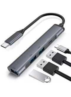 Buy USB C Hub 4in1 3 Port USB 1 Port USB C Aluminum Alloy Ultra Slim (Black) in Egypt