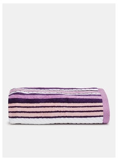 Buy Rope Hand Towel- 500 GSM 100% Cotton Velour -50x90 cm Modern Stripe Design Luxury Touch Extra Absorbent Purple in UAE