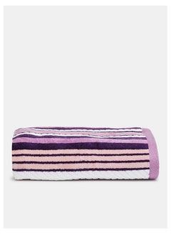 اشتري Rope Hand Towel- 500 GSM 100% Cotton Velour -50x90 cm Modern Stripe Design Luxury Touch Extra Absorbent Purple في الامارات