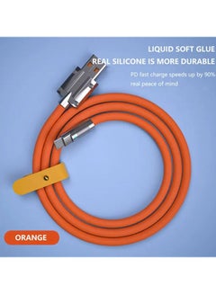 اشتري 120W Super Fast Charging Cable Metal Zinc Alloy Liquid Silicone Micro USB to iOS Charger Data Cable Orange في الامارات