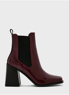 Buy Block Heel Croc Effect Boot in UAE