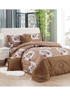 اشتري 4Piece Single Size 160X210Cm Comforter Set Medium Filling Bedding Set For All Season Includes 1Comforter 1Bedsheet 1Pillow Shams And 1Cushion Cases في السعودية