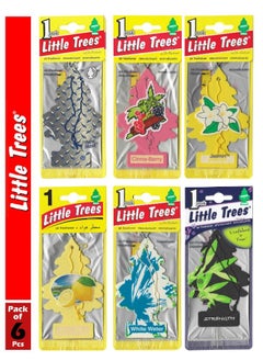 Buy Hanging Paper Card Air Freshener (Pack Of 6Pcs) Pure Steel- Cinna Berry- Jasmin- Lemon Grove- White Water- Strength in UAE