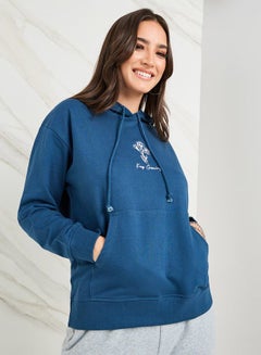 Buy Regular Fit Embroidered Detail Hoodie with Front Pocket in Saudi Arabia