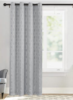 Buy 1 Piece Silver Geometric Pattern Curtains Balcony Living Room Bedroom Sun Protection And Shading Curtains Suitable For Office And Home Decoration in Saudi Arabia