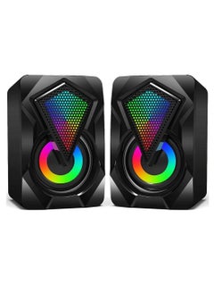 اشتري Computer Speakers, Mini USB Audio Multimedia Volume Control Game RGB Lights for PC Desktop Laptop Display في الامارات