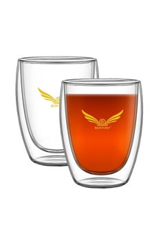 اشتري Double Walled Thermo Glass Mug for Drinks Coffee Tea cocktail glasses 350ml Set of 2 في الامارات