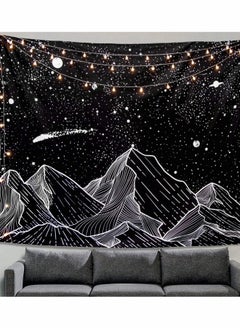 اشتري Mountain Moon Tapestry Wall Hanging, Black and White Nature Starry Night Sky Stars Tapestry with Meteor and Galaxy Bedroom Home Wall Decor Printed Tapestry (50 Inch x 60 Inch) في الامارات