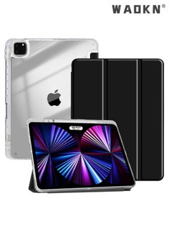 اشتري iPad Pro 11 Case Clear 2022/2021 with Pencil Holder - [Full Body Protection + 2nd Gen Apple Pencil Charging + Auto Wake/Sleep], Hard PC Back Cover for 2020/2018 iPad Pro 11 inch, Black في الامارات