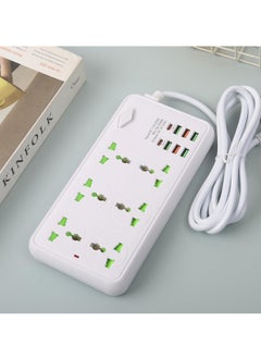 Buy Tycom Power Strip Surge Protector with USB- Extension Cord Flat Plug with Widely 6 AC Outlet and 6 USB + 2 Type C, Small Desktop Station with 6 ft Power Cord, Compact Socket Z69 White. in UAE