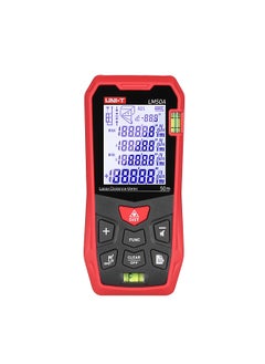 Buy LM50A Laser Distance Measure Meter 50M with 2 Bubble Levels LCD Backlit Display Pythagorean Mode Measure Distance Area Volume Mute Function 99 Groups Data Storage Carrying Bag in UAE