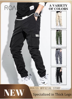 Buy Men's Cargo Pants Casual Pants with Elastic Drawstring Suitable for Various Body Types Simple and Trendy in Saudi Arabia