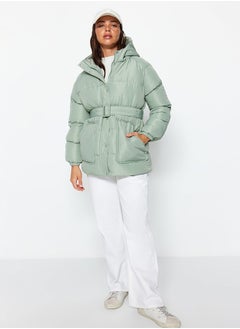 Buy Mint Oversize Inflatable Coat with Arched Hood and Water Repellent TWOAW23MO00188 in Egypt