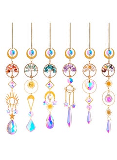 اشتري 7 PCS Crystal Rainbow Suncatchers, Hanging Crystals Sun Catchers with Chain for Windows, with Prisms and Agate Slices for Outdoor Home Garden Wedding Corridor في الامارات