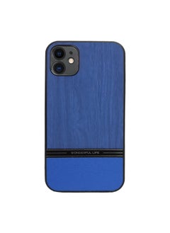 Buy Shockproof Wood Grain Skin PU and TPU Shockproof Luxury Phone Case for iphone 11 (Blue) in Egypt