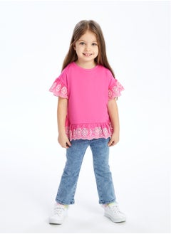 Buy Elastic Waist Basic Baby Girl Denim Trousers in Egypt