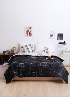 اشتري Variance Print Pack of 1 Piece 220*240cm/160*210cm Duvet (Comforter) Vacuum Pack, Reversible Marble Design Black and White Color في الامارات