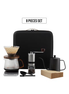 Buy 8-Piece V60 Coffee Maker Set, Hand Brewing Drip Coffee Set With Travel Bag in UAE