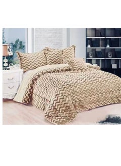 Buy Velvet Comforter  6-Piece Rose Fur King Comforter Set Velvet Quilted Bedspread Throw & Pillow Double King Size Bedding Set c10 in UAE