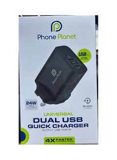Buy Phone Planet 24W Fast Charging Universal Compatibility Dual USB Wall Charger Black in Saudi Arabia
