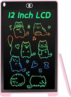 Buy Coolzon Colorful LCD Writing Tablet 12 Inch Drawing Graphic Tablet for Children, Portable Erasable Drawing Board, Digital Drawing Board Educational Toy for Boys Girls, Pink in Egypt