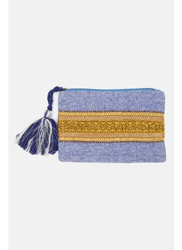 اشتري Women Embellished Pouch 17 H x 26 L x 1 W cm, Blue/Gold في الامارات