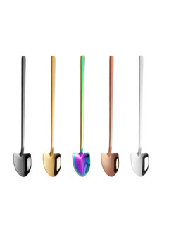 اشتري Exquisite 5pcs Stainless Steel Dessert Spoon Delicate Coffee Spoon Long Handle Ice Cream Spoon for Home Coffee Shop Bar في الامارات