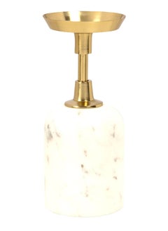 Buy Mett Pillar Candle Holder, White & Gold - 10x24 cm in UAE