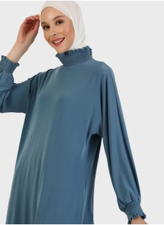 Buy High Neck Lettuce Detail Tunic in UAE