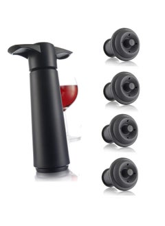 Buy Wine Saver Pump with 2 Vacuum Bottle Stoppers Black Black Pump 4 Stoppers in UAE