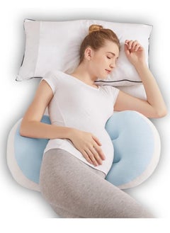 Buy Maternity Pillow, Pregnancy Body Pillow Support for Back, Legs, Belly, Hips of Pregnant Women, Detachable and Adjustable with Pillow Cover (Blue) in Saudi Arabia