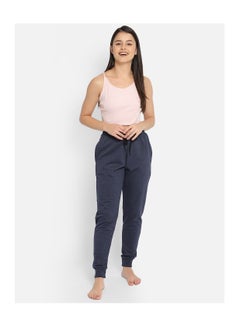 Buy Chic Basic Cuffed Joggers in Navy -Knit in UAE