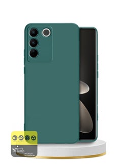 Buy Liquid Silicone Ultra Thin Phone Stylish Case Cover For Vivo V27 2023 Dark Green in Saudi Arabia